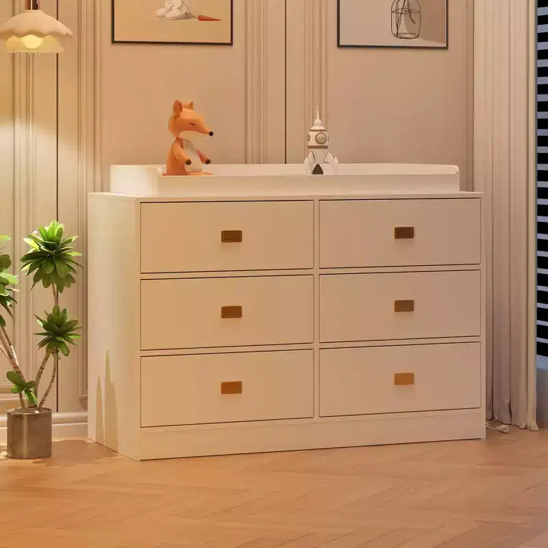 Nursery Dresser with Changing Table Top,6-Drawer Baby Dresser with Anti-Tip Kit, Waterproof Top & Safety Rails,Non-Toxic MDF Storage Organizer