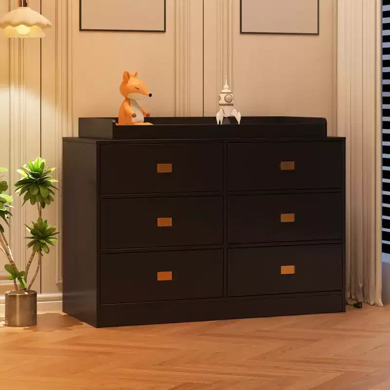 Nursery Dresser with Changing Table Top,6-Drawer Baby Dresser with Anti-Tip Kit, Waterproof Top & Safety Rails,Non-Toxic MDF Storage Organizer