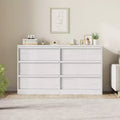 CuisinSmart 6 Drawer Dresser for Bedroom, Natural Double Dresser Organizer with Concave Handles, Modern Chest of Drawers, White