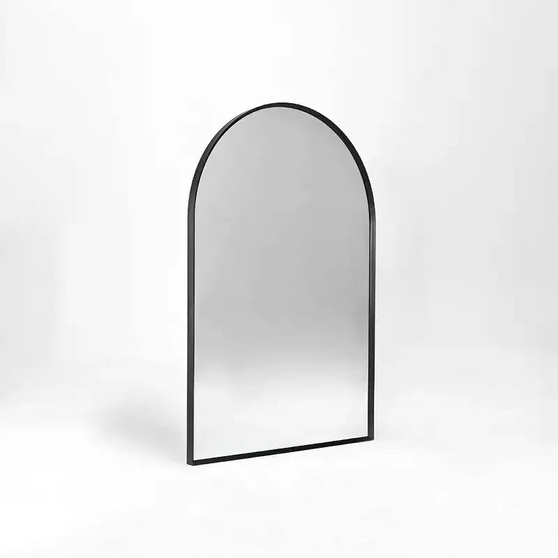 Black Metal Arched Bathroom Wall Mirror