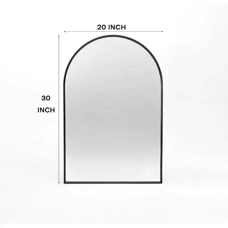 Black Metal Arched Bathroom Wall Mirror