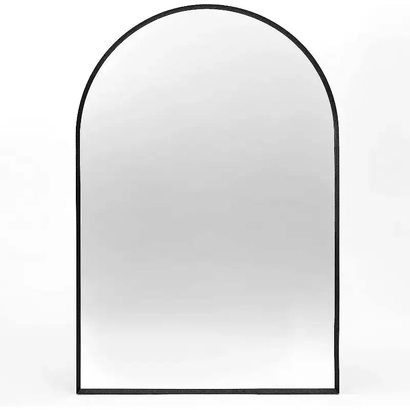 Black Metal Arched Bathroom Wall Mirror