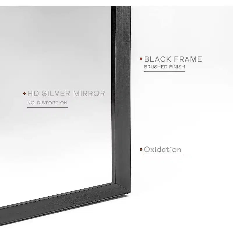 Black Metal Arched Bathroom Wall Mirror