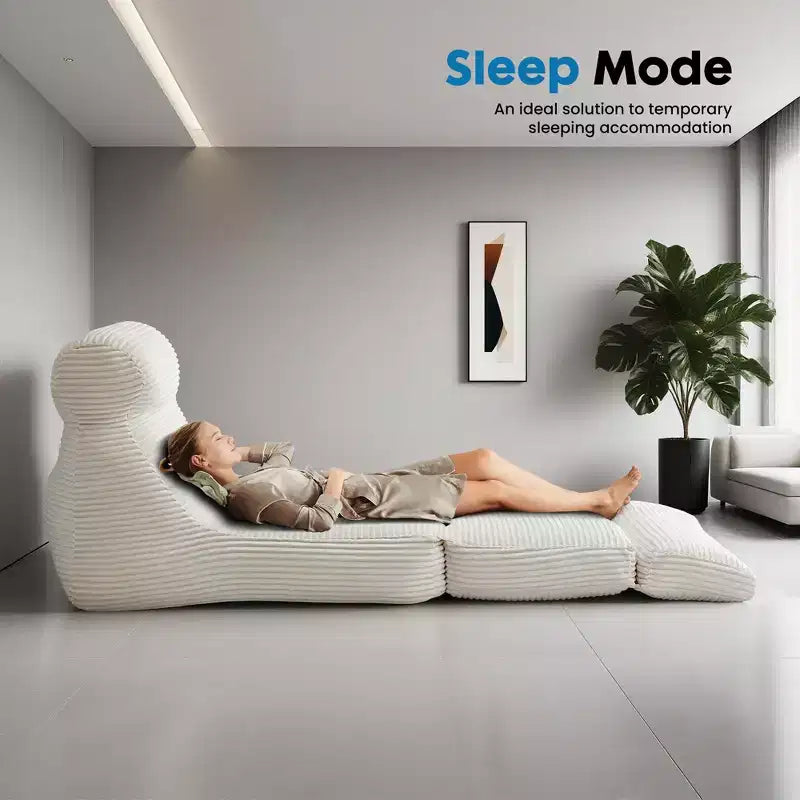 3-in-1 Convertible Sofa Bed - Sleeper Chair with High-Density Foam, Portable Fold Out Lounger-White
