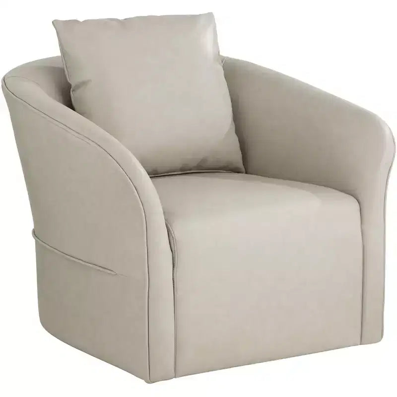 Studio 55D Charlie Crme Faux Leather Swivel Chair
