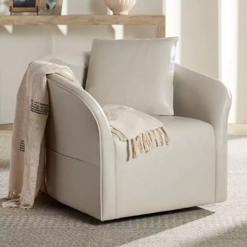 Charlie Crme Faux Leather Swivel Chair