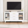 COZONY 56 Sideboard Buffet Cabinet with 2 Fluted Glass Doors, 3 Large Drawers Modern Coffee Bar for Kitchen Dining Living Room