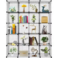Acekool 20-Cube DIY Modular Storage Organizer, Wire Mesh Multi-Unit Bookshelf and Shelves, Adjustable Design, Black