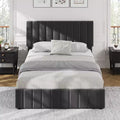 Bed Frame, Platform Bed with 4 Storage Drawers - Adjustable Headboard, Wooden Slats Support, No Box Spring Needed