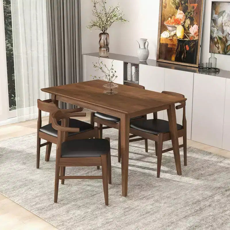 47 Modern Style Solid Wood Rectangular Dining Table  Modern Beveled-Edge Breakfast Table, Seats 4