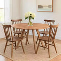 Royal Hampton Dining Table | 47 Round Top | Handmade Natural Brown Mango Wood | Angled Four Legged Base