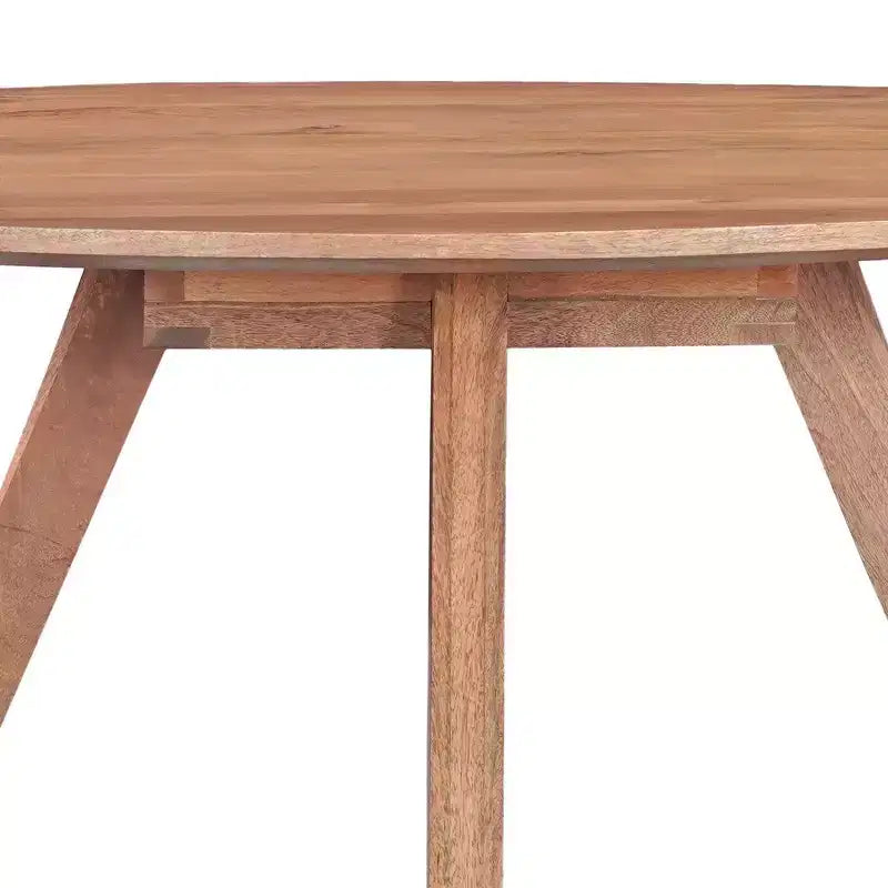 Royal Hampton Dining Table | 47 Round Top | Handmade Natural Brown Mango Wood | Angled Four Legged Base