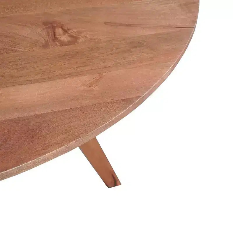 Royal Hampton Dining Table | 47 Round Top | Handmade Natural Brown Mango Wood | Angled Four Legged Base