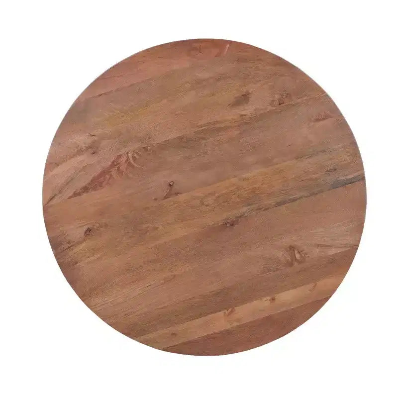 Royal Hampton Dining Table | 47 Round Top | Handmade Natural Brown Mango Wood | Angled Four Legged Base