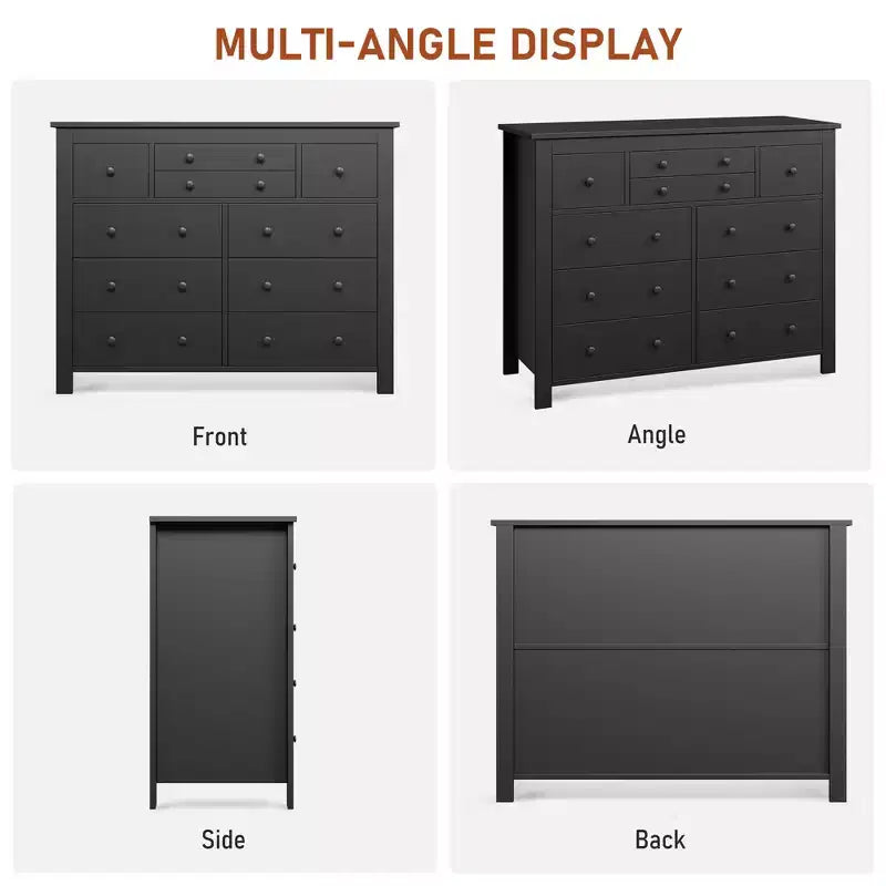 10 Drawer Dresser for Bedroom, 47W Wooden Chest of Drawers, Clothes Storage Organizer, Dresser TV Stand for Living Room Hallway Bedroom