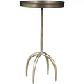 HomeRoots 23 Brass Distressed Iron Round Pedestal Tray Top End Table