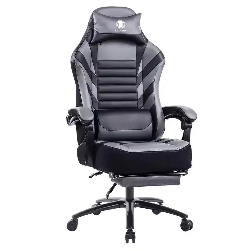 High-Back Gaming Chair, Ergonomic Office Chair with Foldable Footrest, Height-Adjustable Comfy Chair for Study, Gaming Room