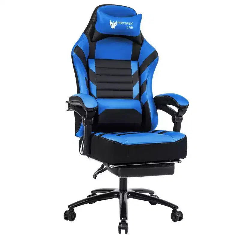 High-Back Gaming Chair, Ergonomic Office Chair with Foldable Footrest, Height-Adjustable Comfy Chair for Study, Gaming Room