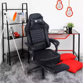 Okak High-Back Gaming Chair, Ergonomic Office Chair with Foldable Footrest, Height-Adjustable Comfy Chair for Study, Gaming Room