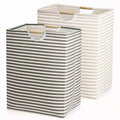 Garnen 2x Collapsible Laundry Basket, Foldable Laundry Hamper Bag, Wood Handles Dirty Clothes Baskets Laundry Bin Organizer Hampers for Bedroom Kids