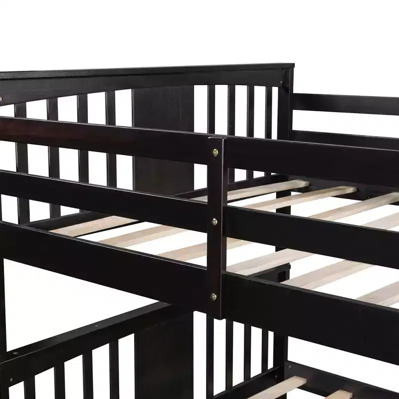 Full over Full Bunk Bed with Drawers, Full Size Wood Bunk Bed Frame for Kids Teens Adults, Can be Convertible to 2 Beds