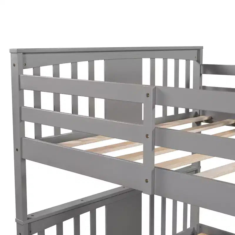 Full over Full Bunk Bed with Drawers, Full Size Wood Bunk Bed Frame for Kids Teens Adults, Can be Convertible to 2 Beds