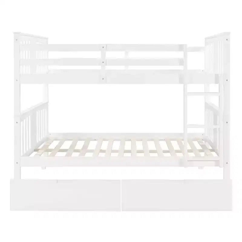 Full over Full Bunk Bed with Drawers, Full Size Wood Bunk Bed Frame for Kids Teens Adults, Can be Convertible to 2 Beds