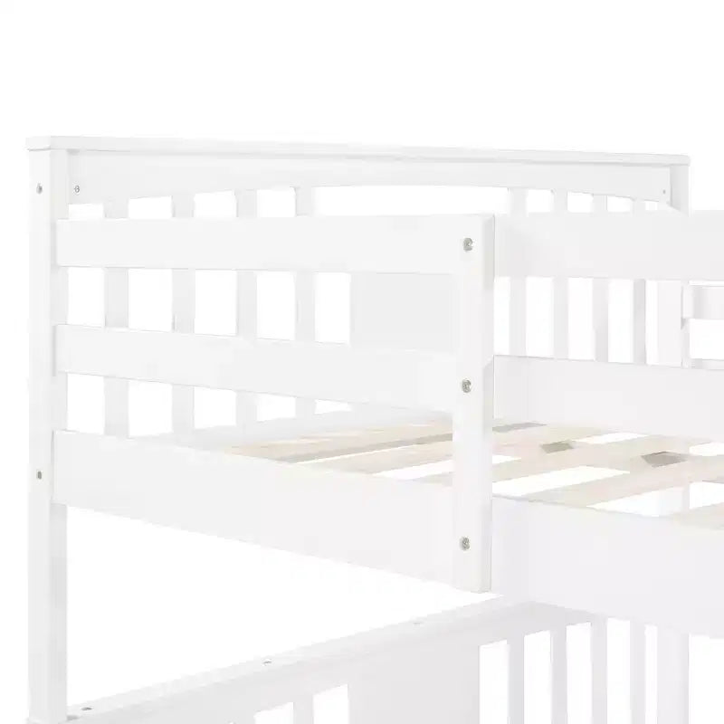 Full over Full Bunk Bed with Drawers, Full Size Wood Bunk Bed Frame for Kids Teens Adults, Can be Convertible to 2 Beds
