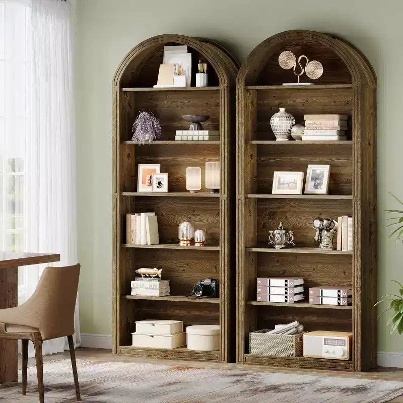 6-Tier Arched Bookshelf, 77.16 Tall Bookcase, Floor Standing Open Display Rack Shelving Unit for Living Room, Home Office