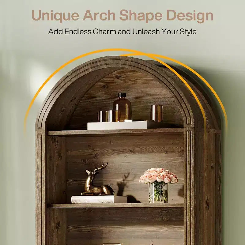 6-Tier Arched Bookshelf, 77.16 Tall Bookcase, Floor Standing Open Display Rack Shelving Unit for Living Room, Home Office