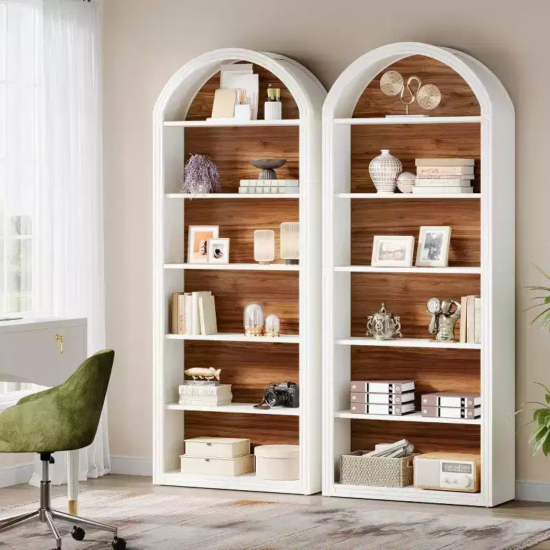 6-Tier Arched Bookshelf, 77.16 Tall Bookcase, Floor Standing Open Display Rack Shelving Unit for Living Room, Home Office