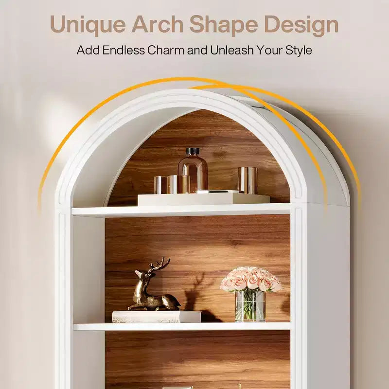 6-Tier Arched Bookshelf, 77.16 Tall Bookcase, Floor Standing Open Display Rack Shelving Unit for Living Room, Home Office