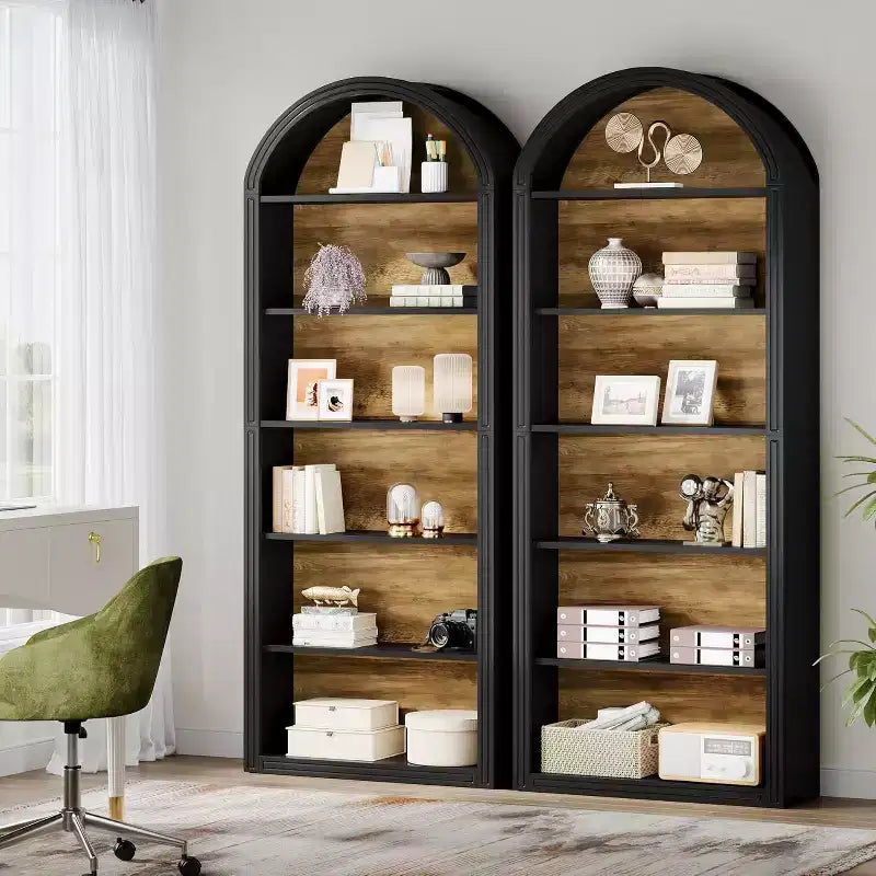 6-Tier Arched Bookshelf, 77.16 Tall Bookcase, Floor Standing Open Display Rack Shelving Unit for Living Room, Home Office