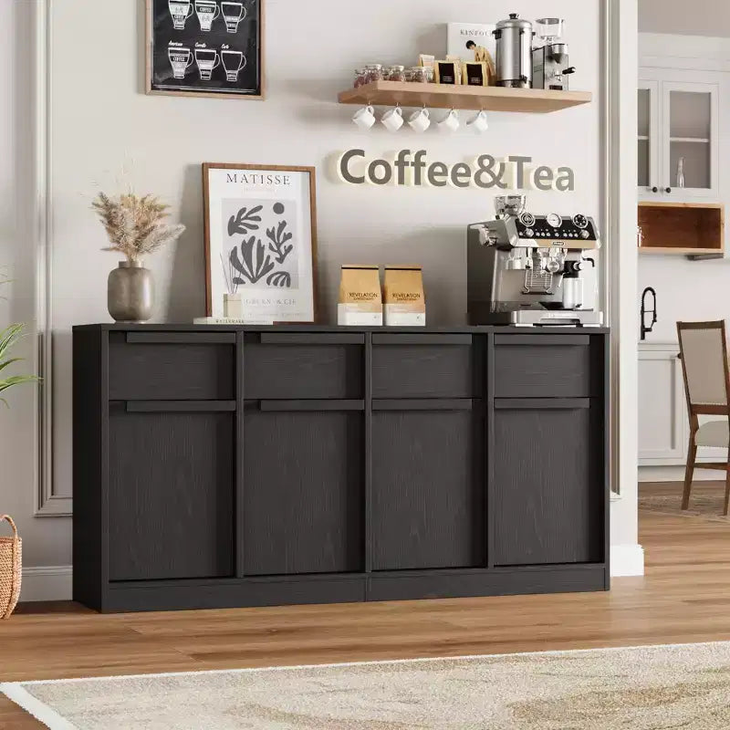 Sideboard Buffet Cabinet with 2/4 Drawers 31.5/62 Large Coffee Cabinet with Storage, Modern Storage Buffet Table for Kitchen & Dining Room