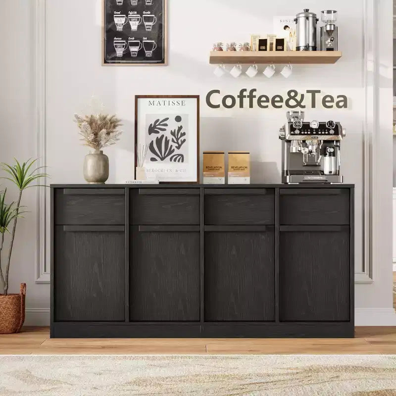 Sideboard Buffet Cabinet with 2/4 Drawers 31.5/62 Large Coffee Cabinet with Storage, Modern Storage Buffet Table for Kitchen & Dining Room