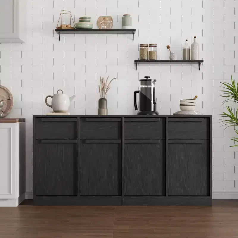 Sideboard Buffet Cabinet with 2/4 Drawers 31.5/62 Large Coffee Cabinet with Storage, Modern Storage Buffet Table for Kitchen & Dining Room