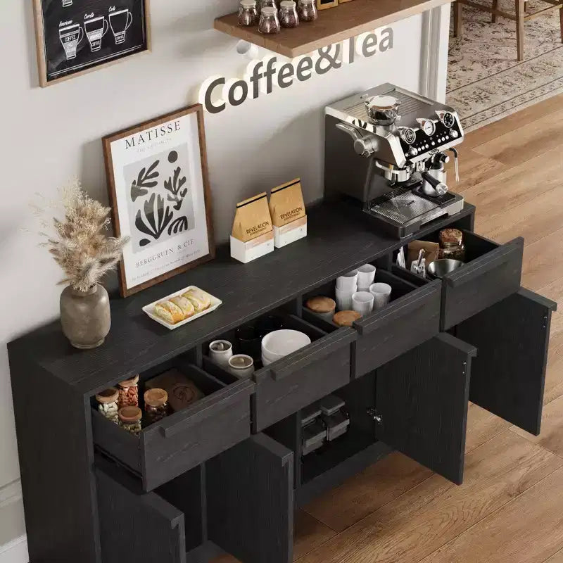 Sideboard Buffet Cabinet with 2/4 Drawers 31.5/62 Large Coffee Cabinet with Storage, Modern Storage Buffet Table for Kitchen & Dining Room