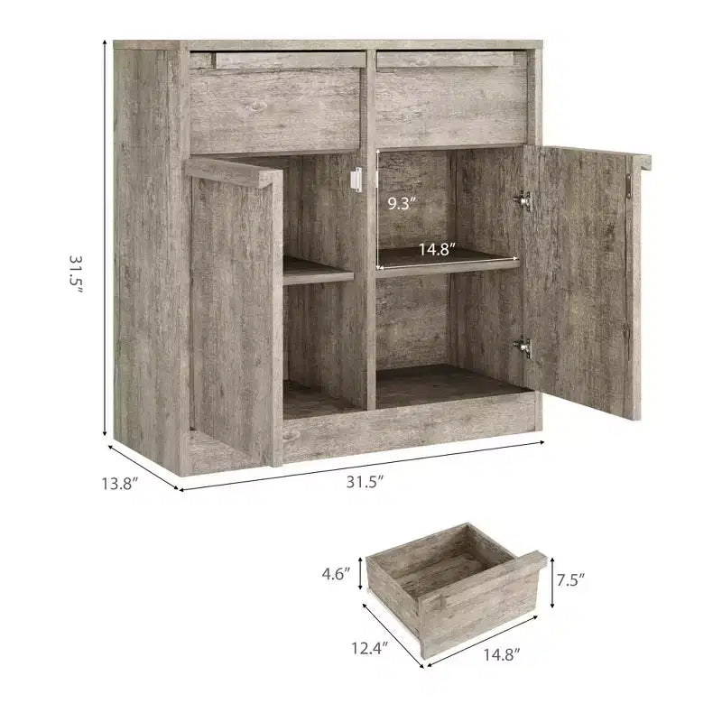 Sideboard Buffet Cabinet with 2/4 Drawers 31.5/62 Large Coffee Cabinet with Storage, Modern Storage Buffet Table for Kitchen & Dining Room