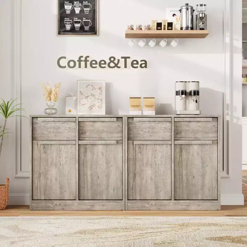 Sideboard Buffet Cabinet with 2/4 Drawers 31.5/62 Large Coffee Cabinet with Storage, Modern Storage Buffet Table for Kitchen & Dining Room