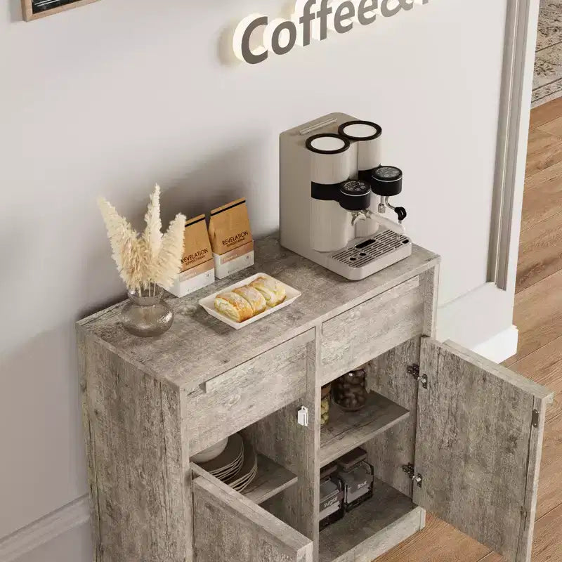 Sideboard Buffet Cabinet with 2/4 Drawers 31.5/62 Large Coffee Cabinet with Storage, Modern Storage Buffet Table for Kitchen & Dining Room