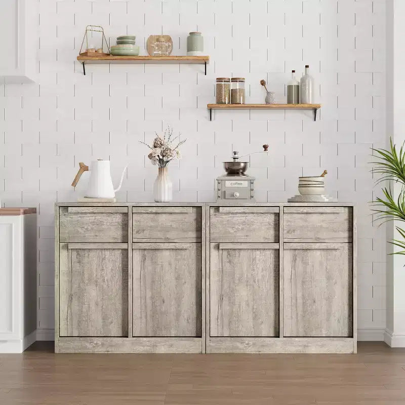 Sideboard Buffet Cabinet with 2/4 Drawers 31.5/62 Large Coffee Cabinet with Storage, Modern Storage Buffet Table for Kitchen & Dining Room