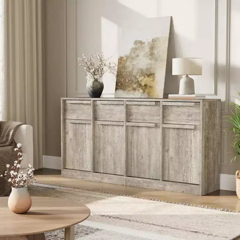 Sideboard Buffet Cabinet with 2/4 Drawers 31.5/62 Large Coffee Cabinet with Storage, Modern Storage Buffet Table for Kitchen & Dining Room