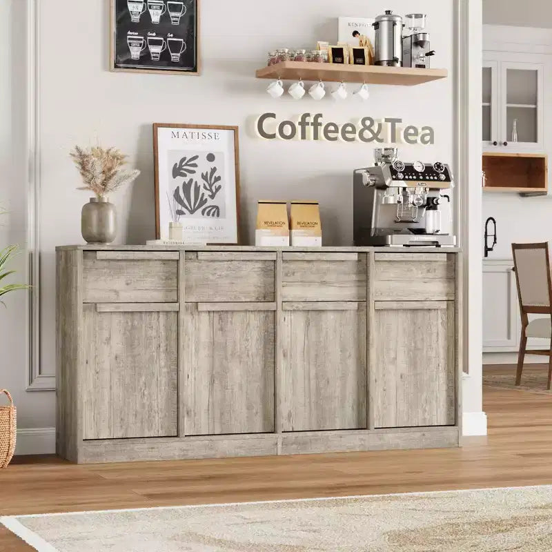 Sideboard Buffet Cabinet with 2/4 Drawers 31.5/62 Large Coffee Cabinet with Storage, Modern Storage Buffet Table for Kitchen & Dining Room