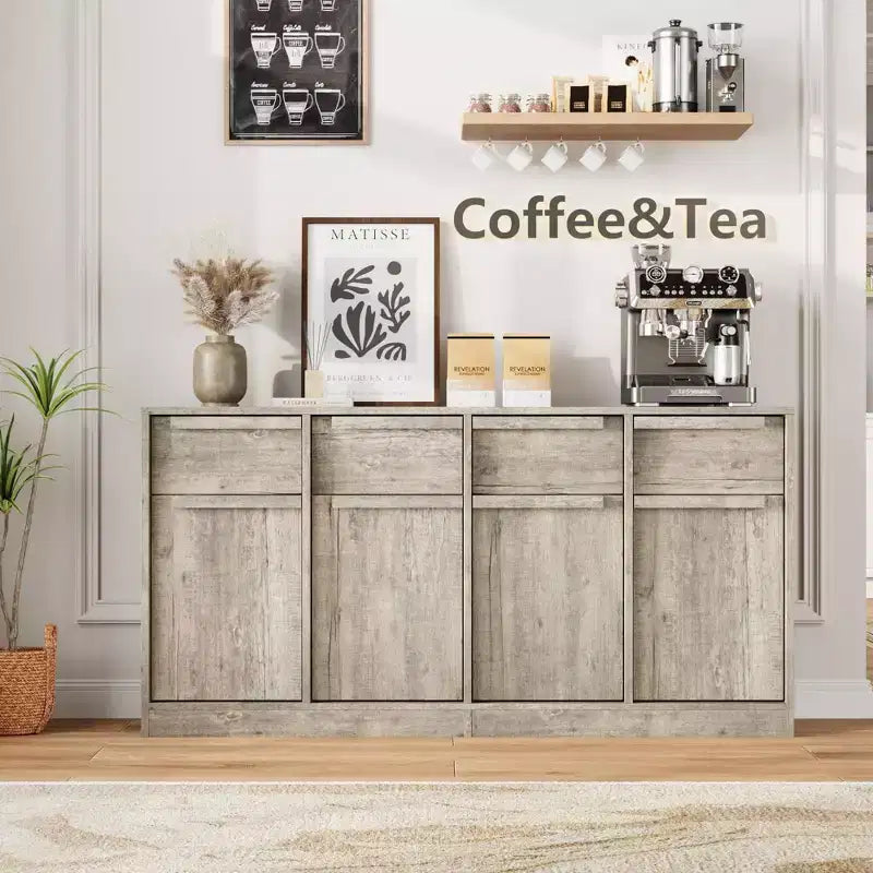 Sideboard Buffet Cabinet with 2/4 Drawers 31.5/62 Large Coffee Cabinet with Storage, Modern Storage Buffet Table for Kitchen & Dining Room