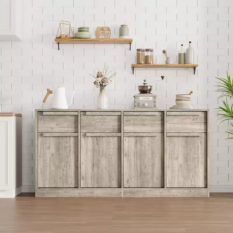 Sideboard Buffet Cabinet with 2/4 Drawers 31.5/62 Large Coffee Cabinet with Storage, Modern Storage Buffet Table for Kitchen & Dining Room