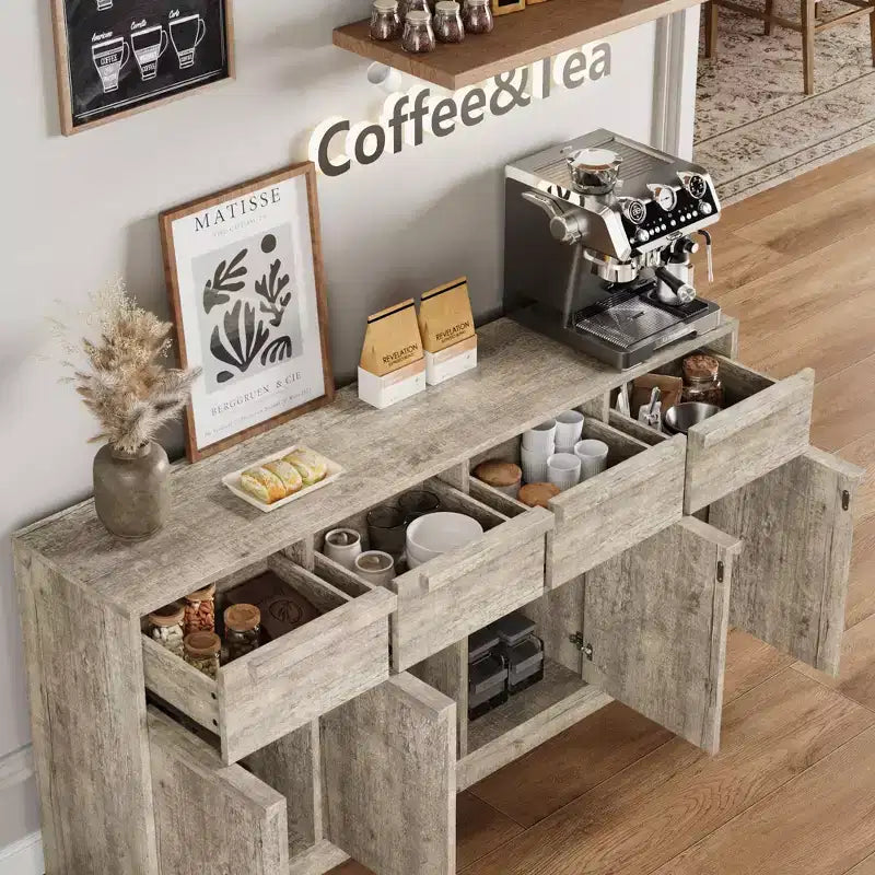 Sideboard Buffet Cabinet with 2/4 Drawers 31.5/62 Large Coffee Cabinet with Storage, Modern Storage Buffet Table for Kitchen & Dining Room