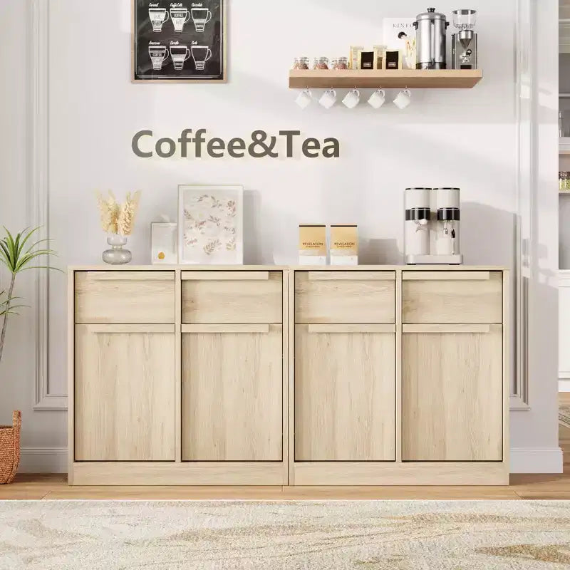 Sideboard Buffet Cabinet with 2/4 Drawers 31.5/62 Large Coffee Cabinet with Storage, Modern Storage Buffet Table for Kitchen & Dining Room