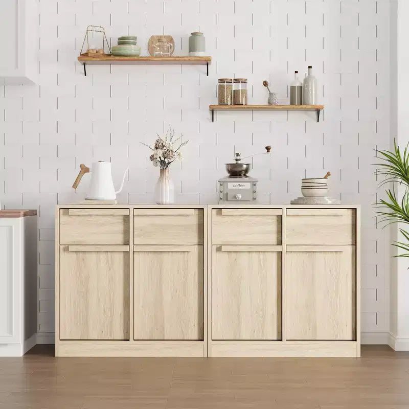 Sideboard Buffet Cabinet with 2/4 Drawers 31.5/62 Large Coffee Cabinet with Storage, Modern Storage Buffet Table for Kitchen & Dining Room