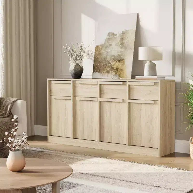 Sideboard Buffet Cabinet with 2/4 Drawers 31.5/62 Large Coffee Cabinet with Storage, Modern Storage Buffet Table for Kitchen & Dining Room