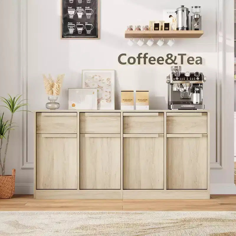 Sideboard Buffet Cabinet with 2/4 Drawers 31.5/62 Large Coffee Cabinet with Storage, Modern Storage Buffet Table for Kitchen & Dining Room